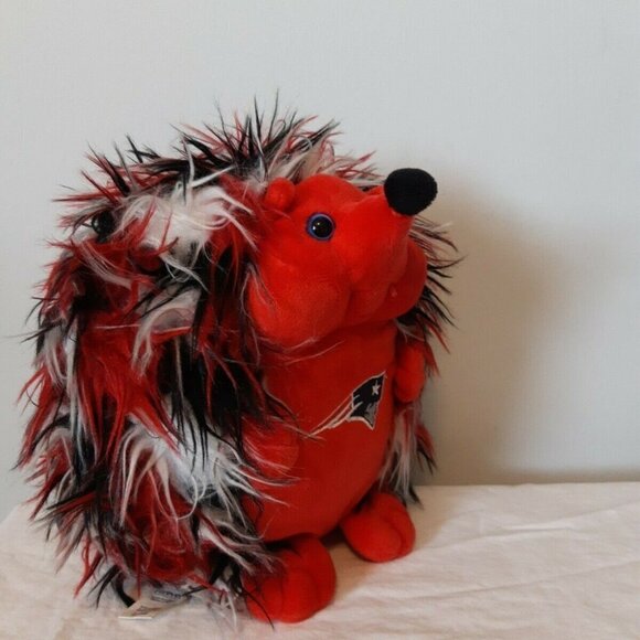 NEW England Patriots Scruffy hedgehog red blue furry stuffed toy - Picture 2 of 6